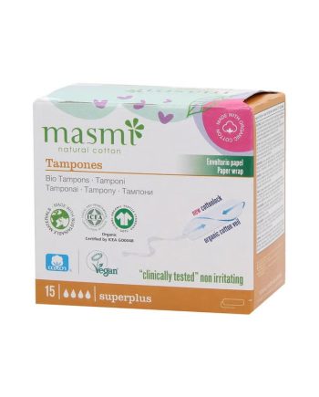 Tampones de algodon superplus sin aplicador bio 15ud Masmi