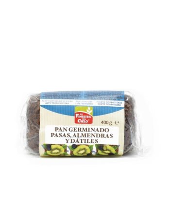 Pan germinado de trigo con almendras, pasas y datiles bio 400g La Finestra