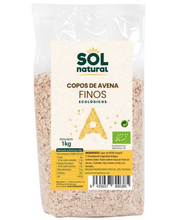Copos de avena finos bio 1kg Sol Natural