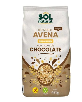 Muesli de avena y chocolate sin gluten bio 425g Sol Natural