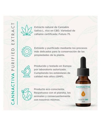 Aceite Purificado CBD Cannabidiol 5% 10ml Cannactiva