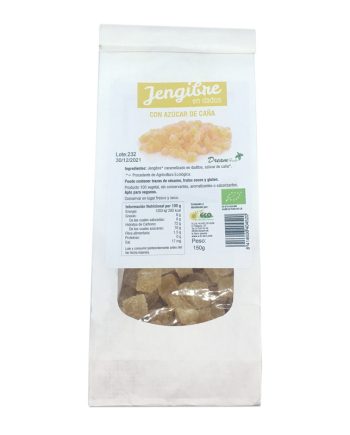 Jengibre en dados con azucar de caña 150g Dream Foods
