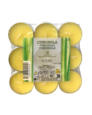 Vela Pack 18 calientaplatos citronela Roura