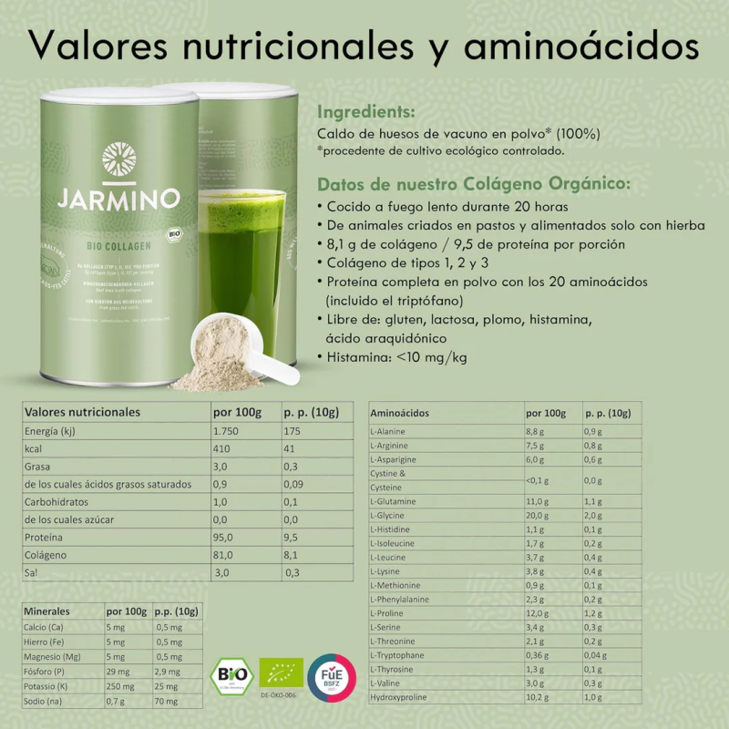 Caldo de huesos-colageno polvo BIO 300g Jarmino