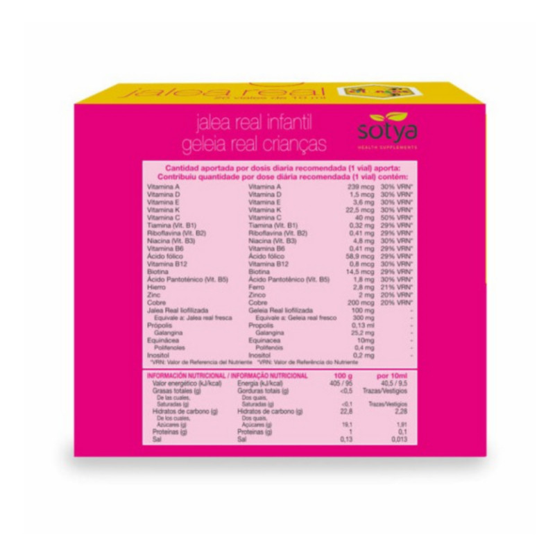 Jalea Real infantil con vitaminas 20 viales 10ml Sotya